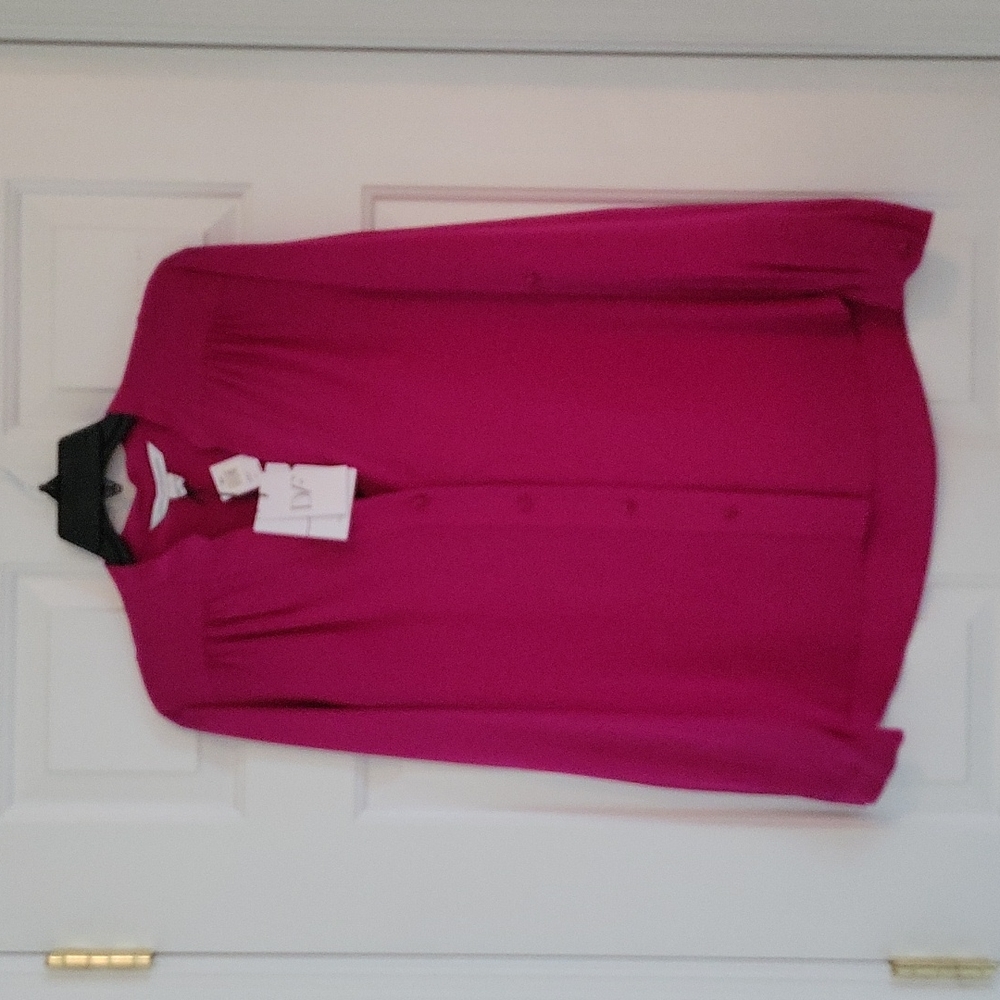 Dian Von Furstenberg Silk Blouse Dark Pink/Mauve Size 10 NWT